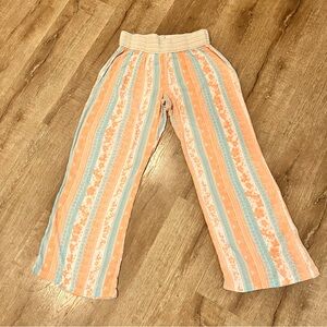 RILEY + JAMES Striped PALAZZO Pants HIGH RISE Elastic Waist LARGE